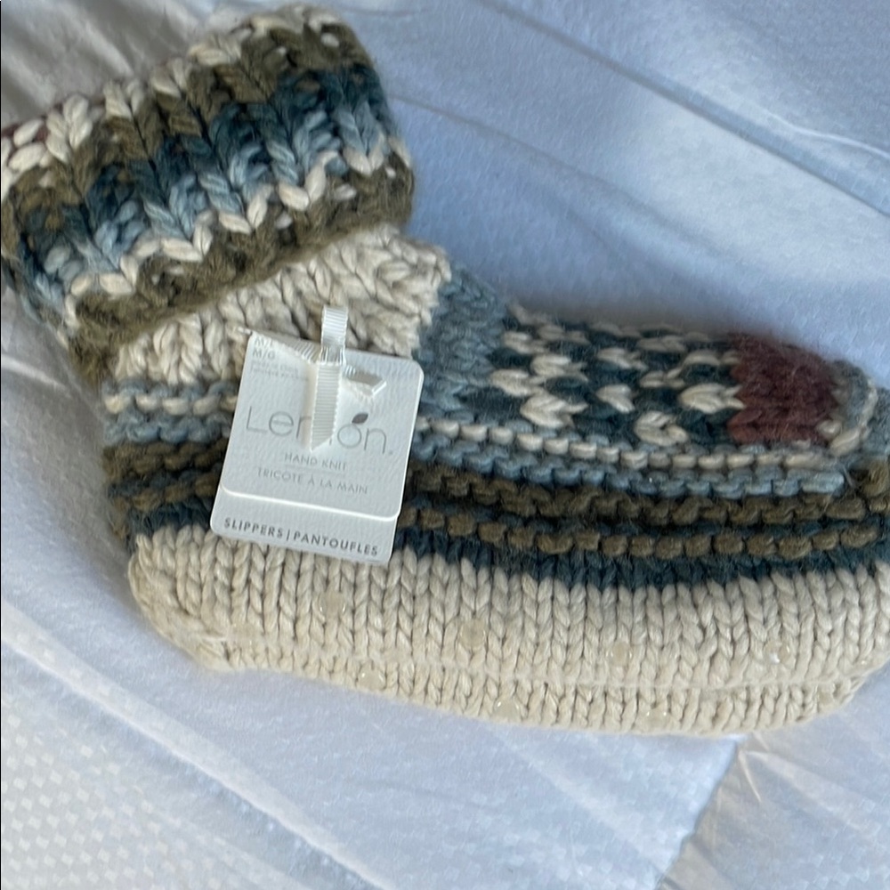 Lemon Hand Knit Slippers - Multicolor